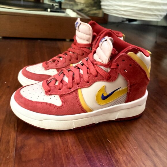 Nike Dunk High Up "Cinnabar" Women's Shoes Red-Gold - size 6.5 - Picture 1 of 8